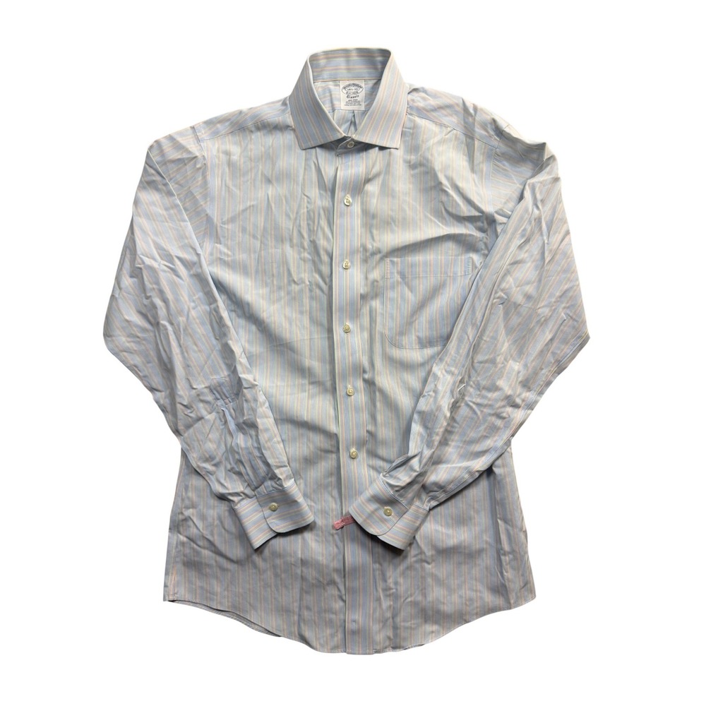 Brooks Brothers Classic Fit Non-Iron Supima Cotton Striped Shirt 14.5-33 Blue